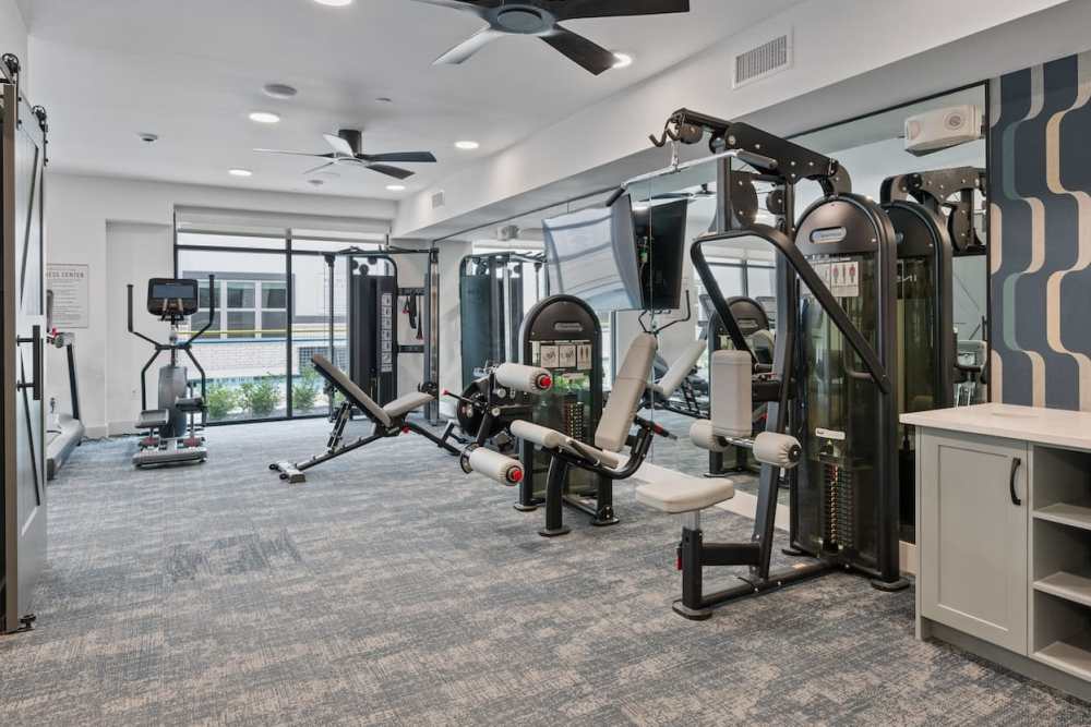 Fitness center at Define Living at Brittmoore in Houston, Texas