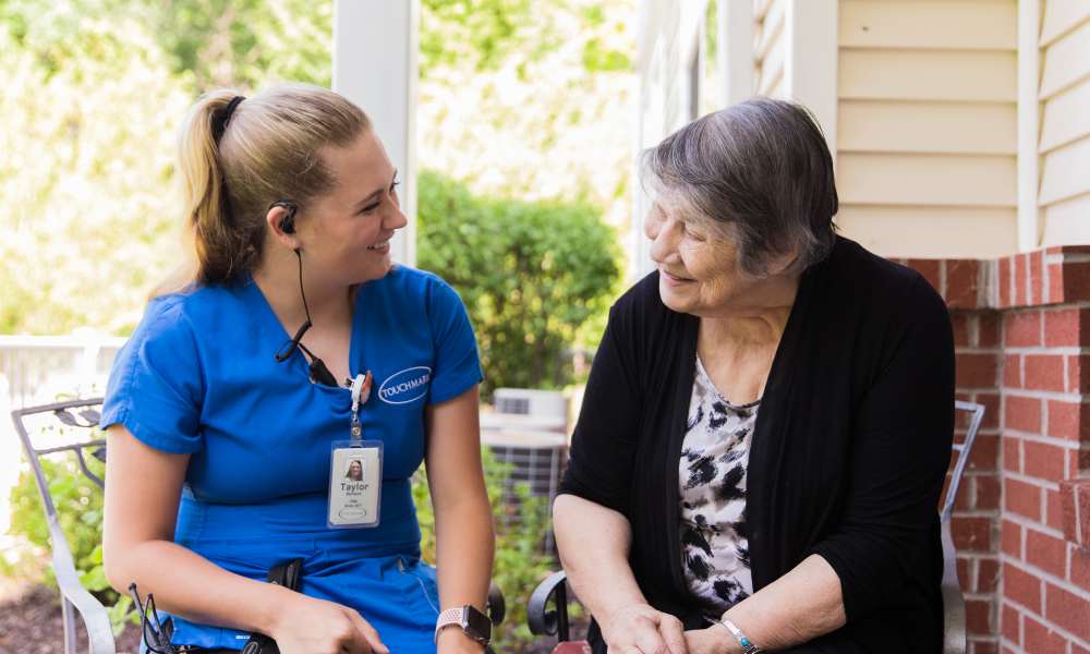 A caretaker and resident at Touchmark at Wedgewood in Edmonton, Alberta