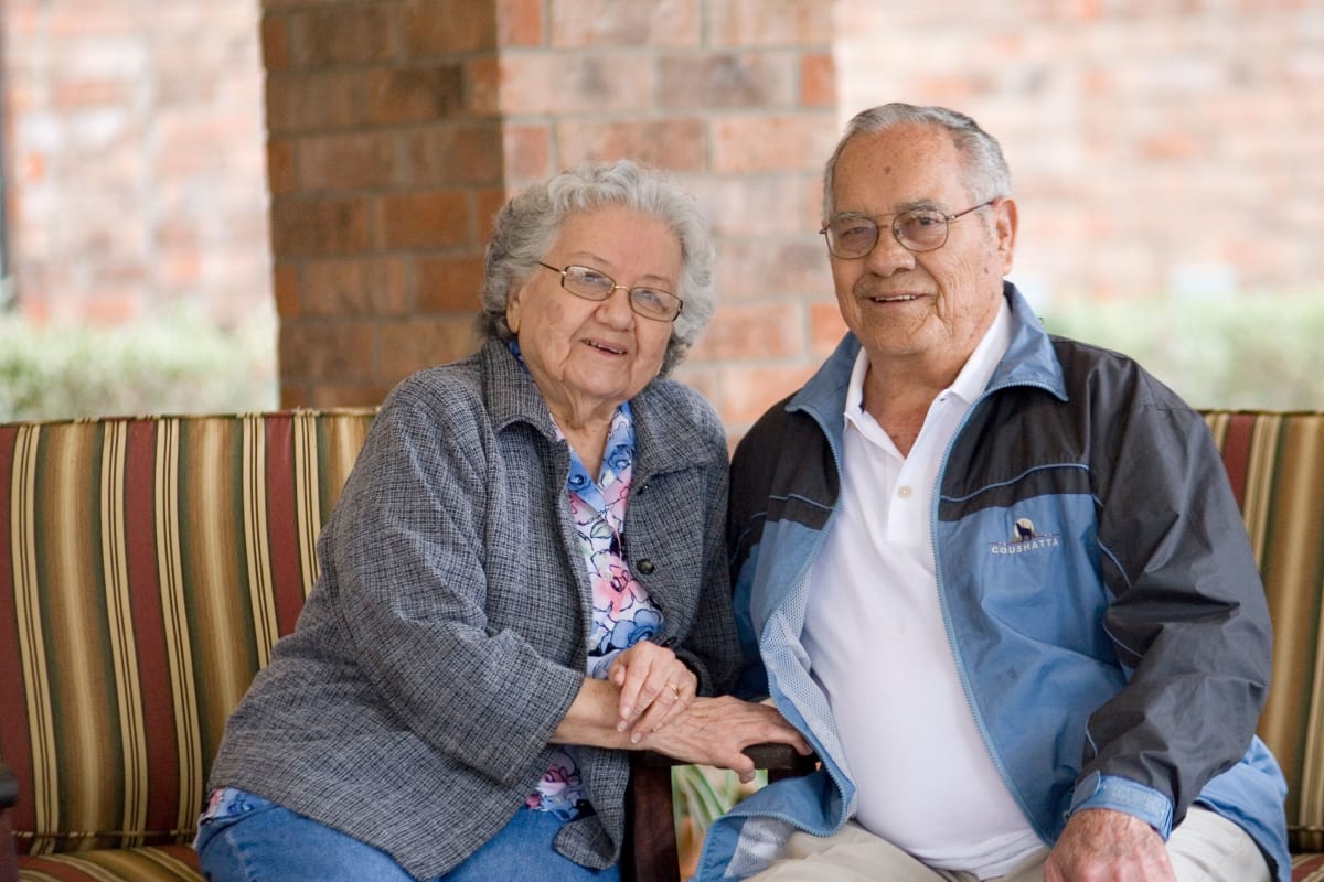 Two residents holding hands at Parsons House Austin in Austin, Texas