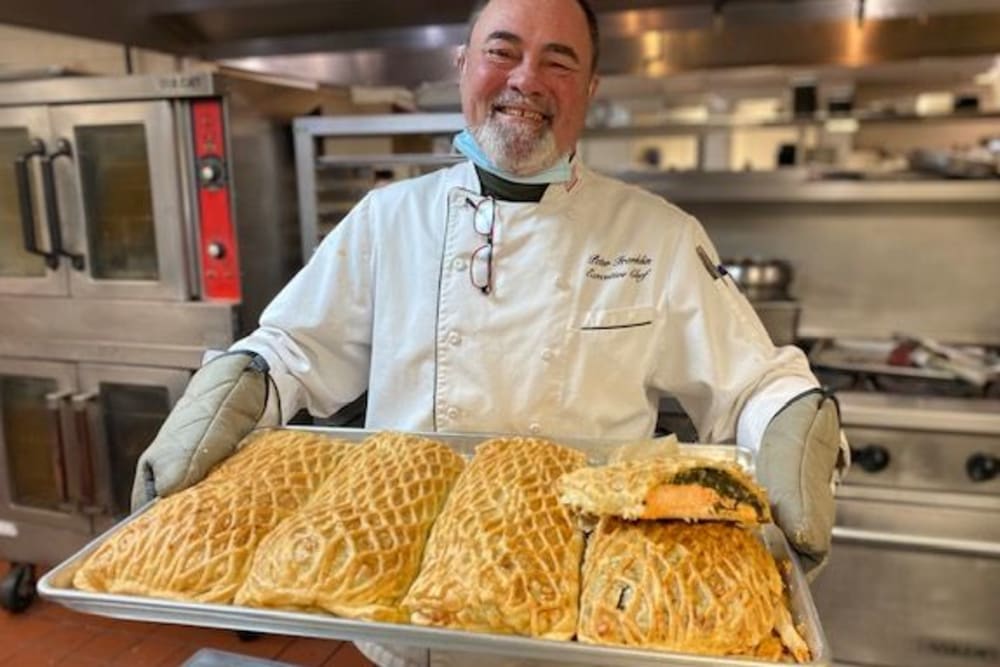 Chevy Chase House Executive Chef Serving at Family Night.