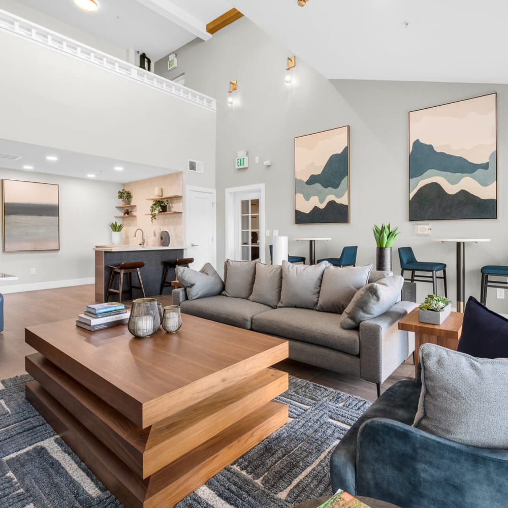 Elegant living room at Town Center Apartments in Lafayette, California