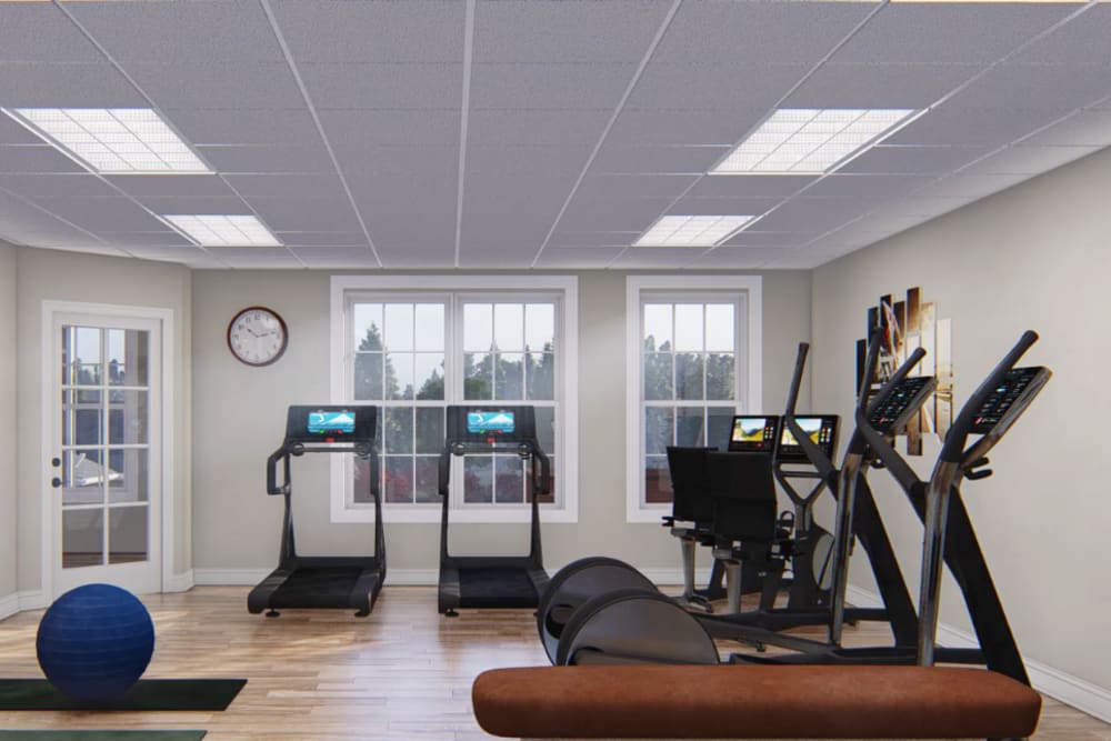 Architectural rendering of fitness room at Harmony at Kent in Dover, Delaware