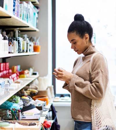A resident shopping near Natomas Park Apartments in Sacramento, California