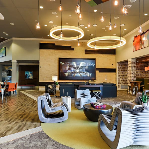 Modern decor in the resident clubhouse at The Hyve in Tempe, Arizona