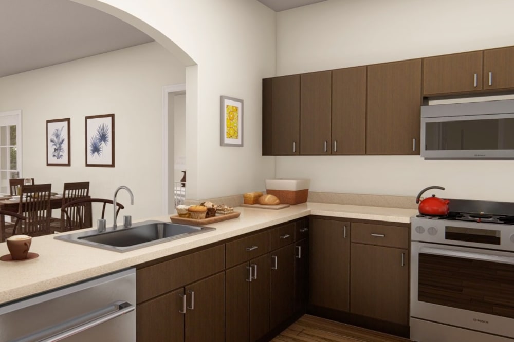 Architectural rendering of kitchen at Harmony at Harts Run in Glenshaw, Pennsylvania