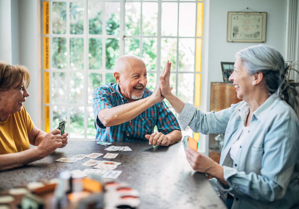 Residents playing a game at Belmare Senior Living in Oakdale, California. 