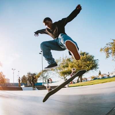Resident skateboarding near Linden in Portland, Oregon