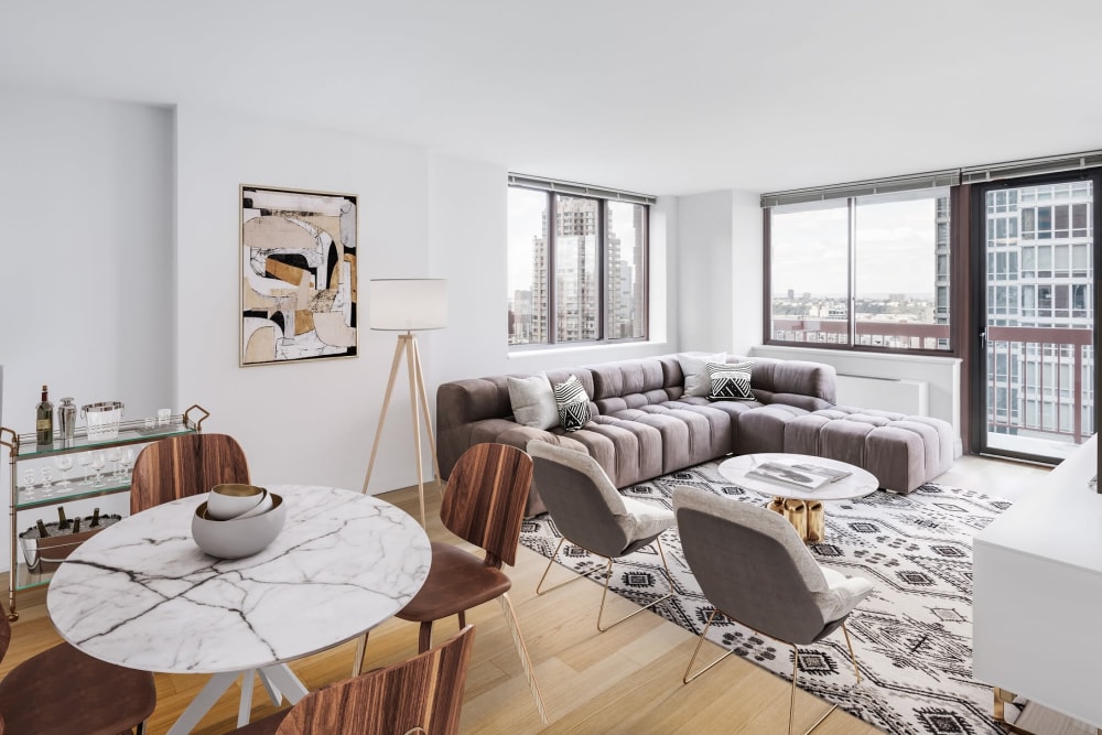 Beautiful open-spaced living room at The Ellington in New York, New York