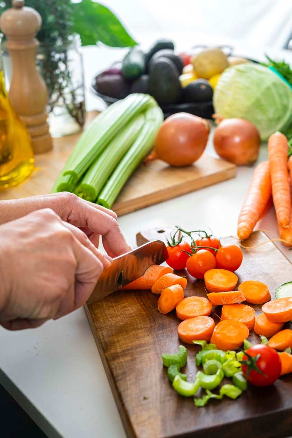 Chopping vegetables at The Current Apartments in Biloxi, Mississippi
