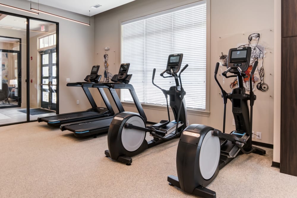 Spin studio in the well-equipped fitness center at Boulders Lakeside in North Chesterfield, Virginia