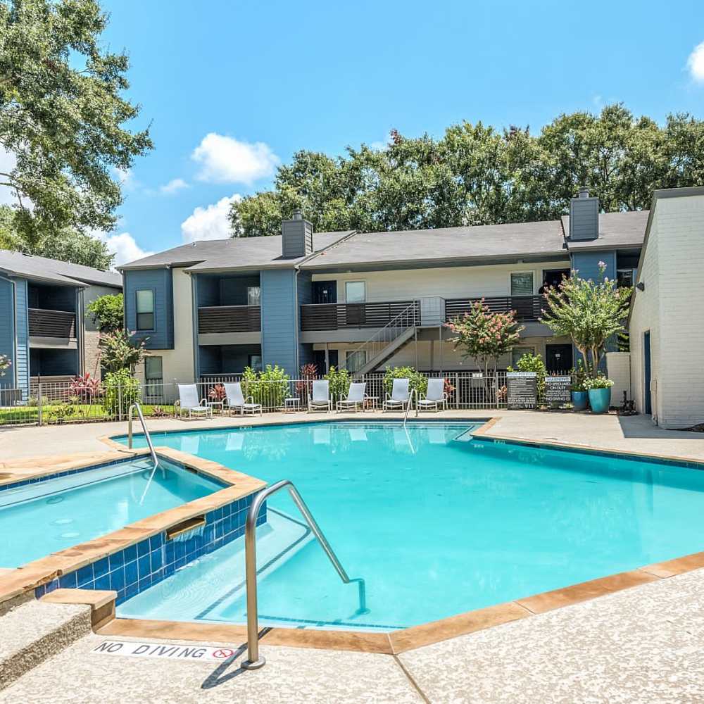 Resort style pool at The Brighton in Houston, Texas  