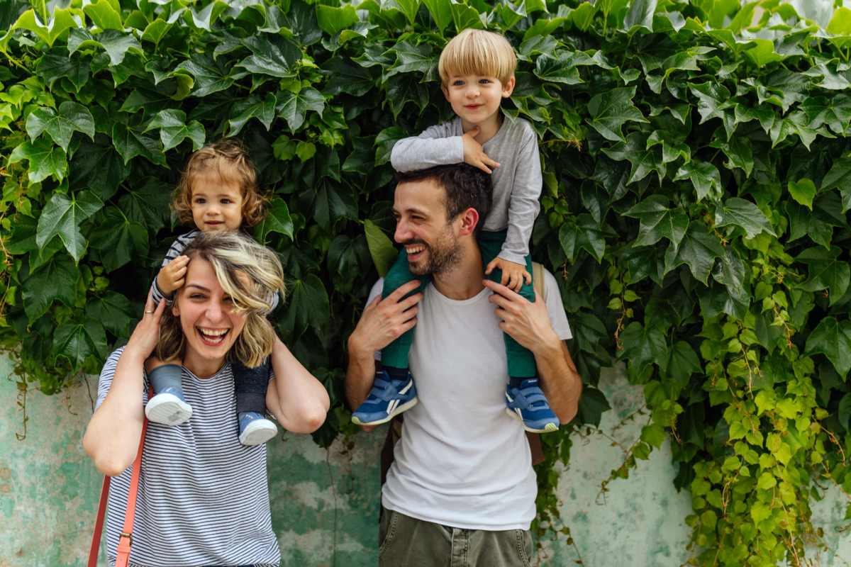 A resident family take a walk in a park near Sugar Flats, Salt Lake City, Utah
