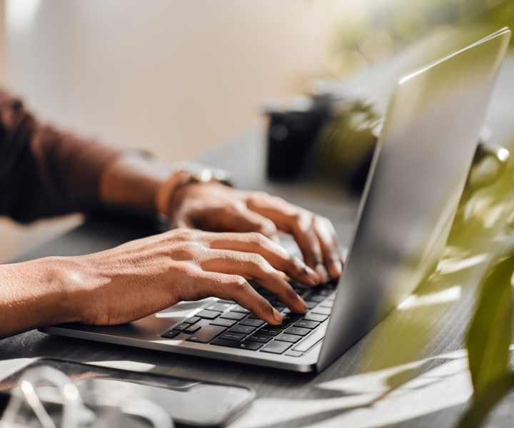Resident using the online service at Dundalk Village in Dundalk, Maryland