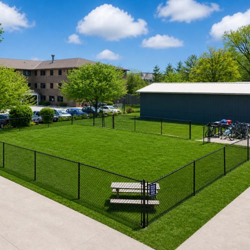 Grass lawn with apartment at Trilein Village in Ankeny, Iowa