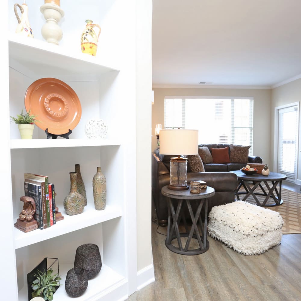Living room with premium features at Warrick Trail Apartments in Newburgh, Indiana
