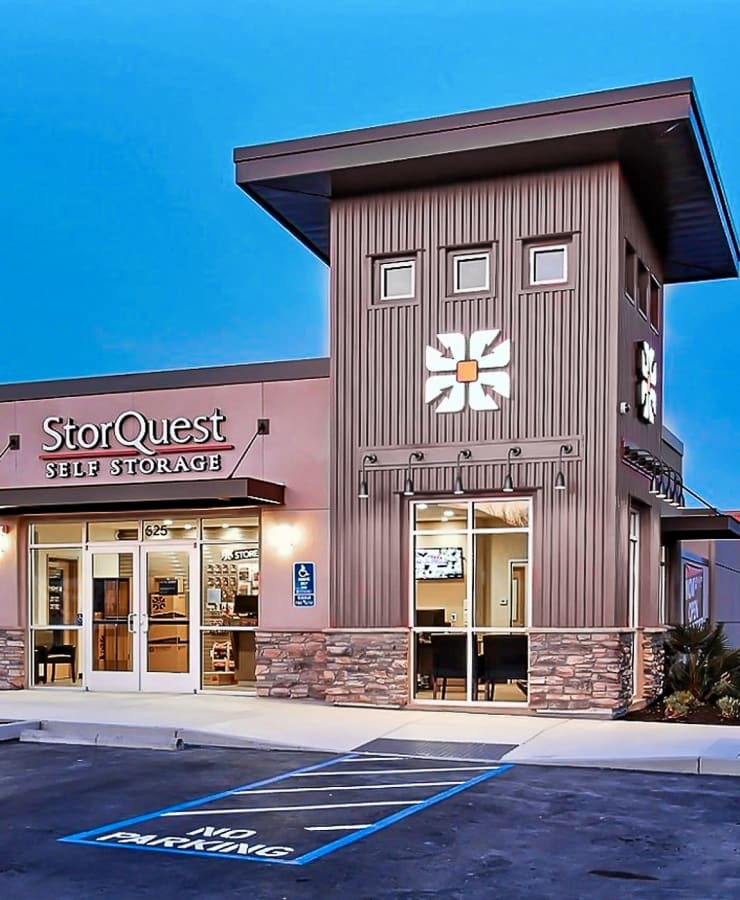 The exterior of the main entrance at StorQuest Self Storage in Walnut Creek, California