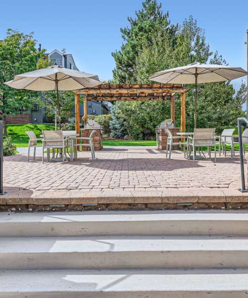 Outdoor barbeque area at Edge DTC in Denver, Colorado