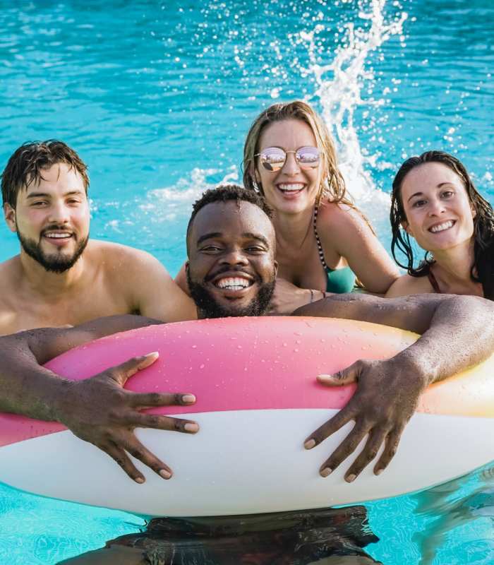 Residents enjoying in the pool at Cypress Point in Mooresville, North Carolina