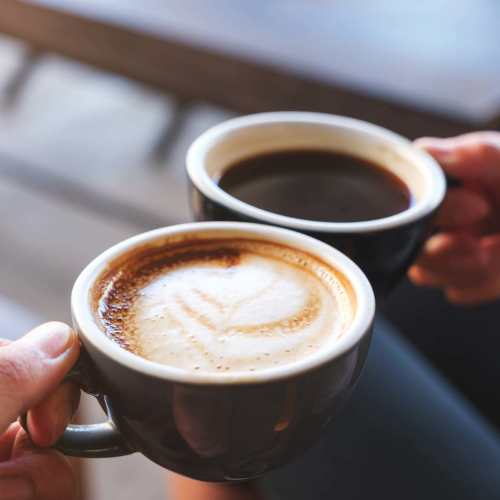 Resident having a cup of coffee at The Gramercy Residences in Las Vegas,