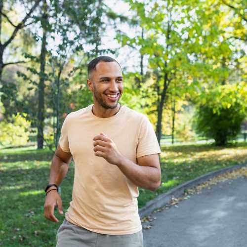 Resident jogging near Charleston at Fannin Station in Houston, Texas