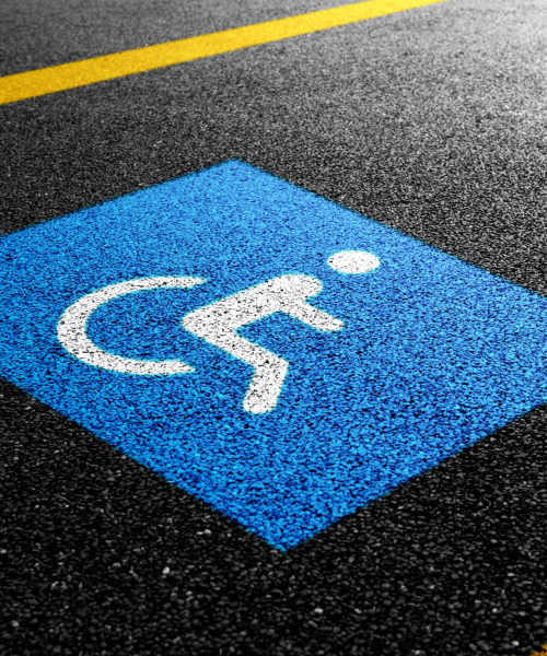 Blue parking space with wheelchair symbol at Chesterfield Terrace in Parma, Ohio