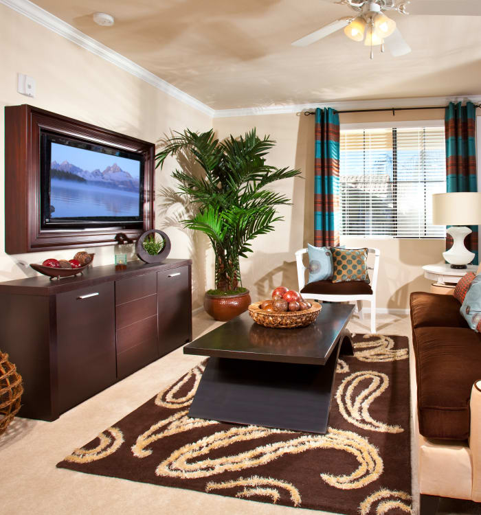 Beautiful decor in model home living room at Mountain Trails & Mountain Gate