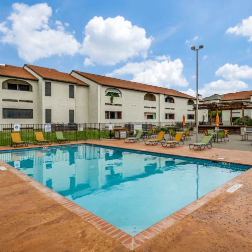 Sparkling swimming pool at Villas de Toscana in San Antonio, Texas