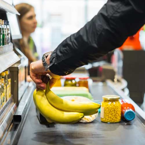 A conveyer belt full of food in a store near Copper Steppe in Parker, Colorado