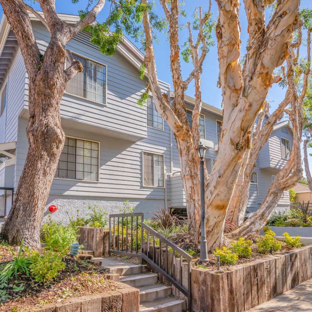 Exterior view of apartment at Ocean Park Villas in Santa Monica, California, 