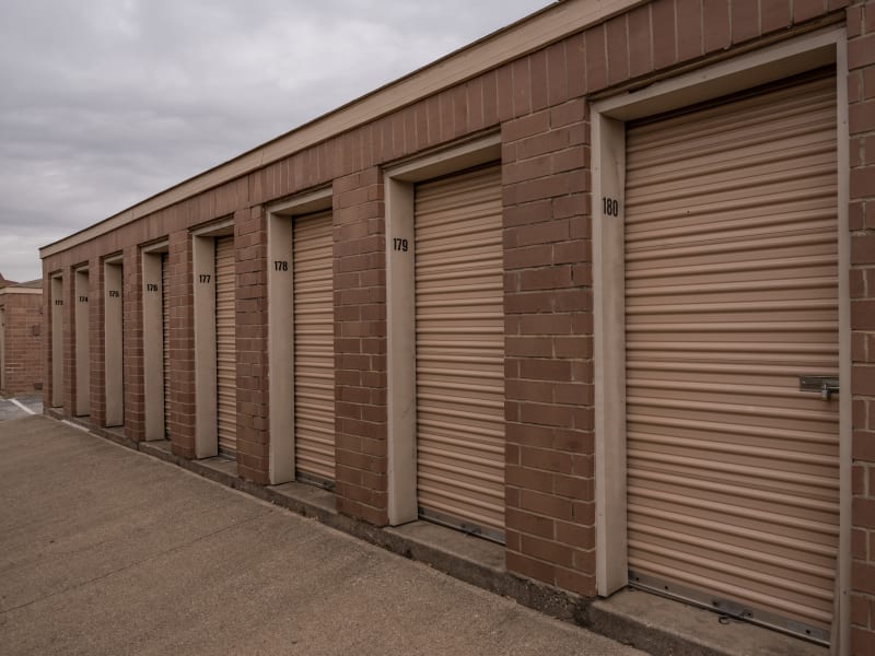 A row of storage units at U-Stor Hwy 183 in Euless, Texas