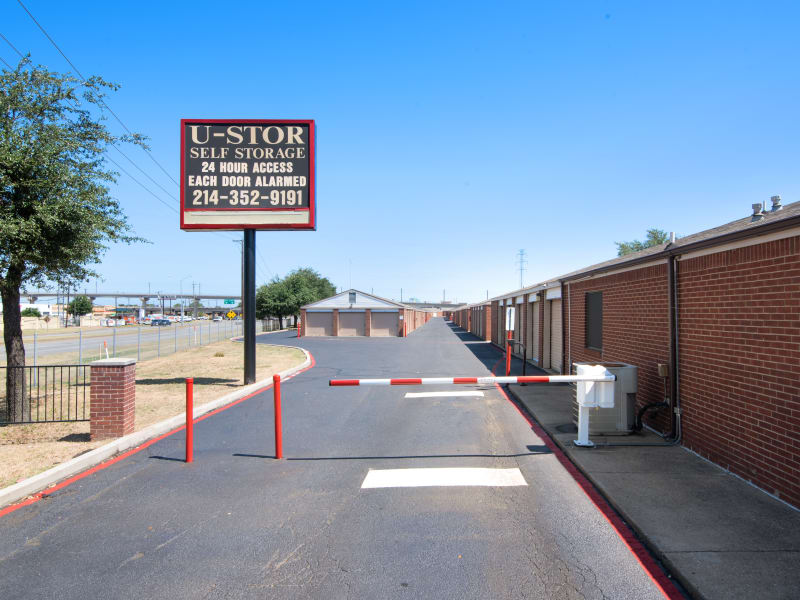 Gated entryway of U-Stor Harry Hines in Dallas, Texas