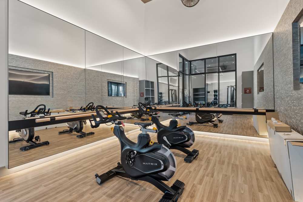 Indoor Cycle at the Luxury Fitness Center of Broadstone Villas in Folsom, California
