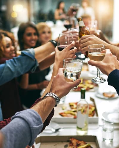 Residents raising a glass to life in downtown Bethesda, Maryland at a favorite local eatery near Solaire 7077 Woodmont