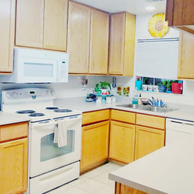 A fully-equipped kitchen at Olympic Grove in Joint Base Lewis McChord, Washington