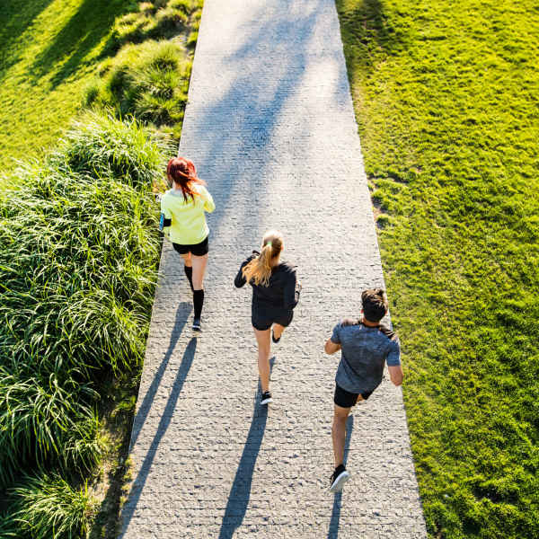 Residents jogging in a nearby park at 21 Kristin Apartments in Schaumburg, Illinois