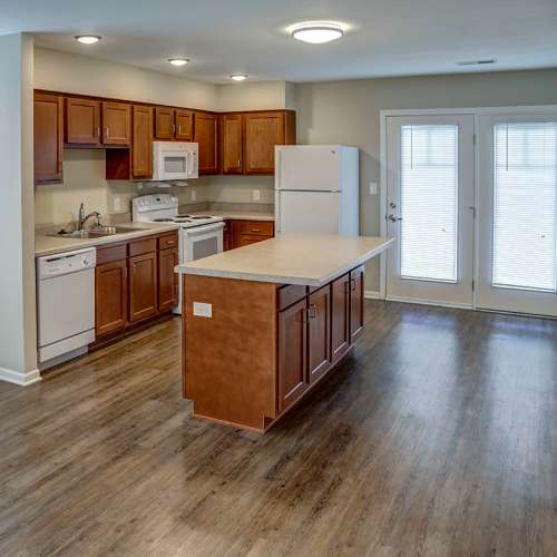 A modern kitchen at Brea's Crossing Senior Living I in Shelbyville, Kentucky