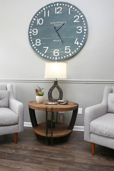 Large clock on the wall at Englert Management Corporation in Zionsville, Indiana