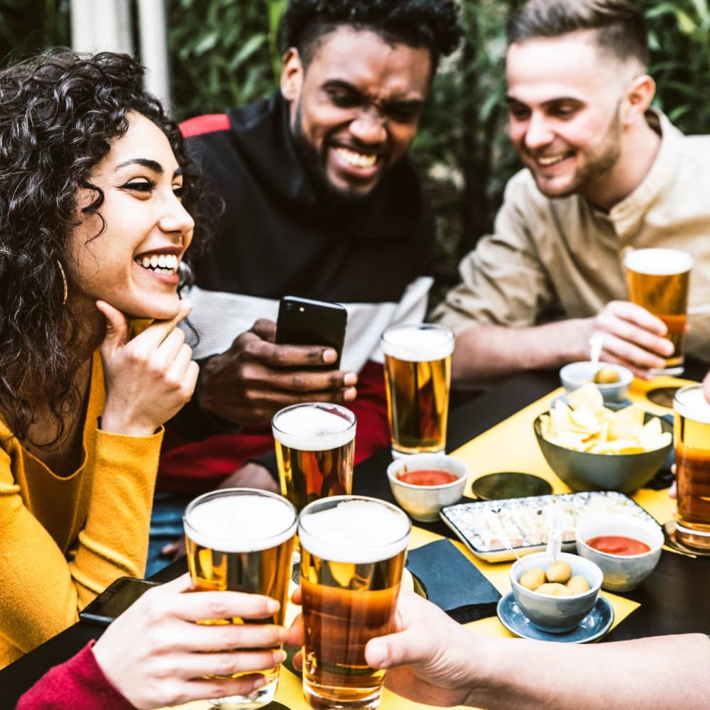 Residents out for drinks near The Olympian Apartments in Olympia, Washington