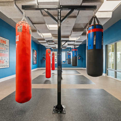 The enhanced cardio kickboxing room at Addison Square in Viera, Florida