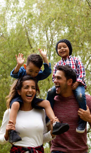 Resident family out for a walk in nature near Vista Verde in Mesquite, Texas