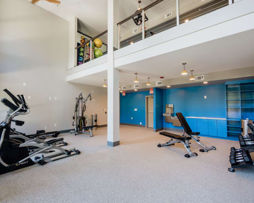 lower level fitness center at The Volaire in Charlotte, North Carolina