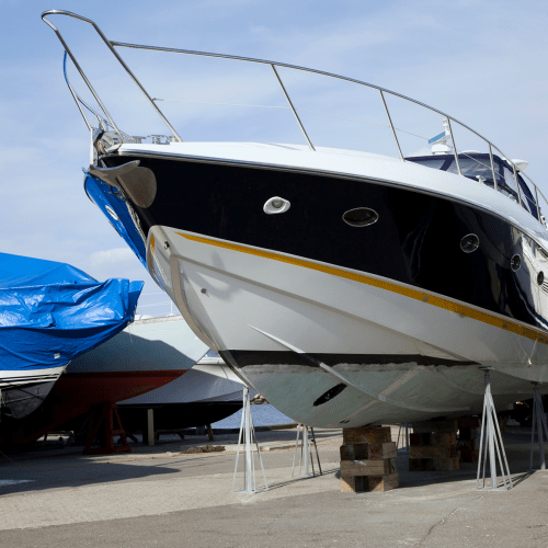 Boats parked at Sierra Vista Mini Storage in Bakersfield, California