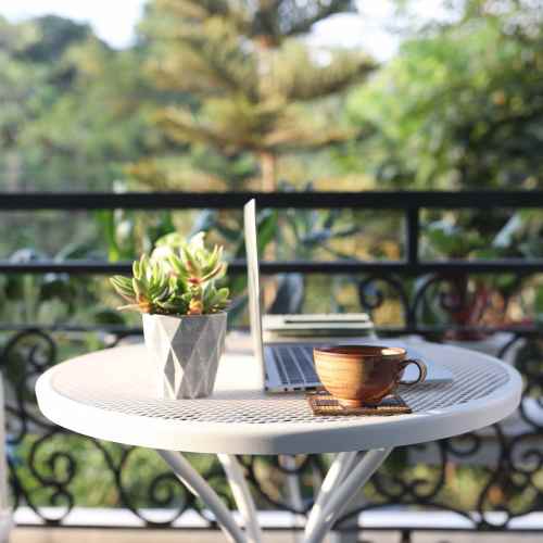 Private balcony at Walnut Apartments in Santa Rosa, California