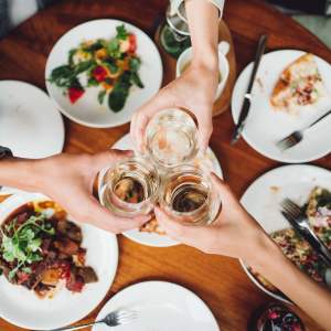 Resident having food at restaurant near Rivers Edge in Lake Elsinore, California