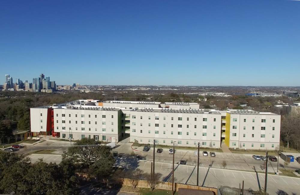 Lots of parking around the building at Parker Lane Apartments in Austin, Texas, 