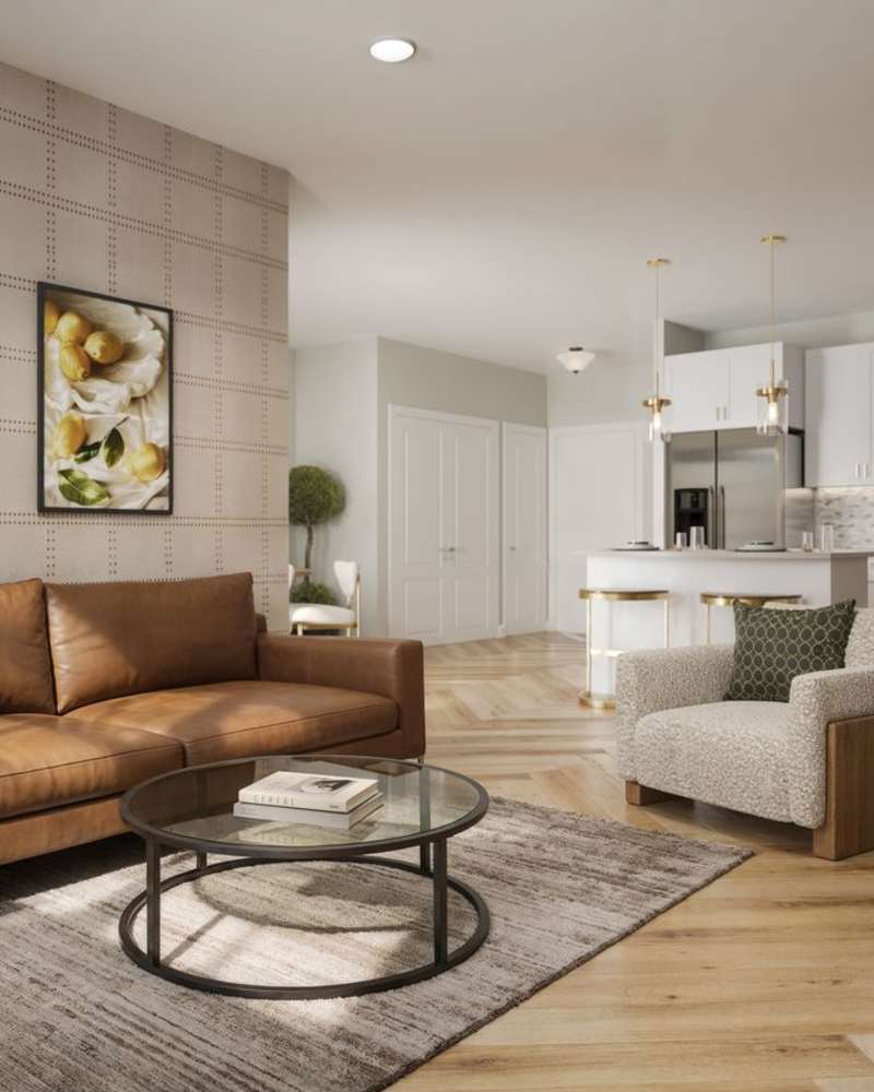 Spacious living room with vinyl flooring at Mosaic in Shelton, Connecticut