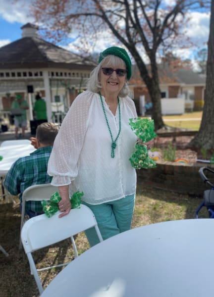 Residents and team members loved their outdoor St. Patrick's Day party!
