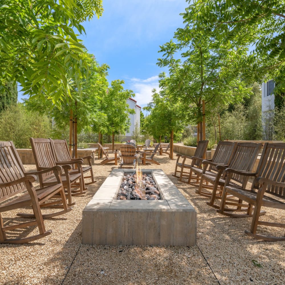 Outdoor firepit seating at Capri Creek Apartments in Petaluma, California