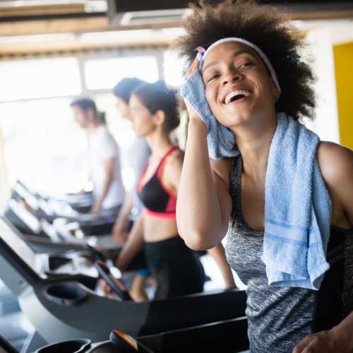 Fitness center at 353 Main Street Family Apartments in Redwood City, California