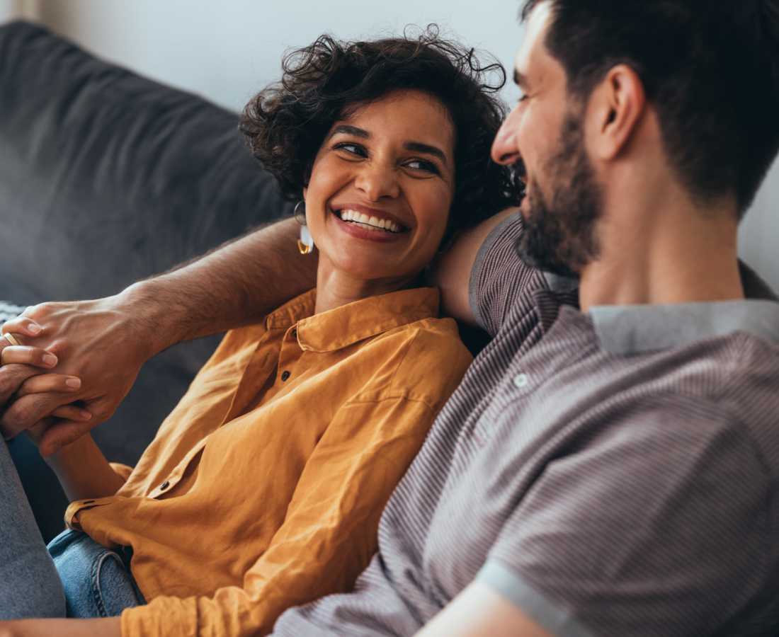 Couple in their living room at Napa Creek Terrace in Napa, California